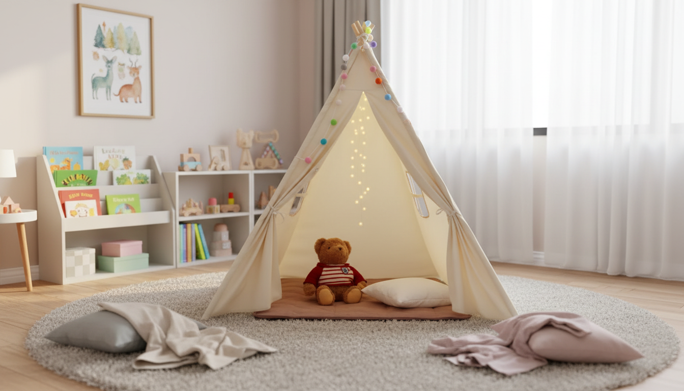 Kids Teepee Tent with Windows for Reading & Quiet Play
