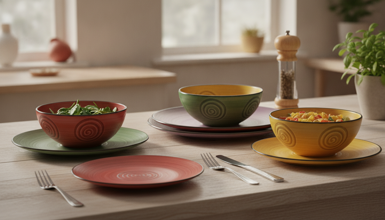 Spiral Handpainted Ceramic Dinnerware Set (18 Pieces)